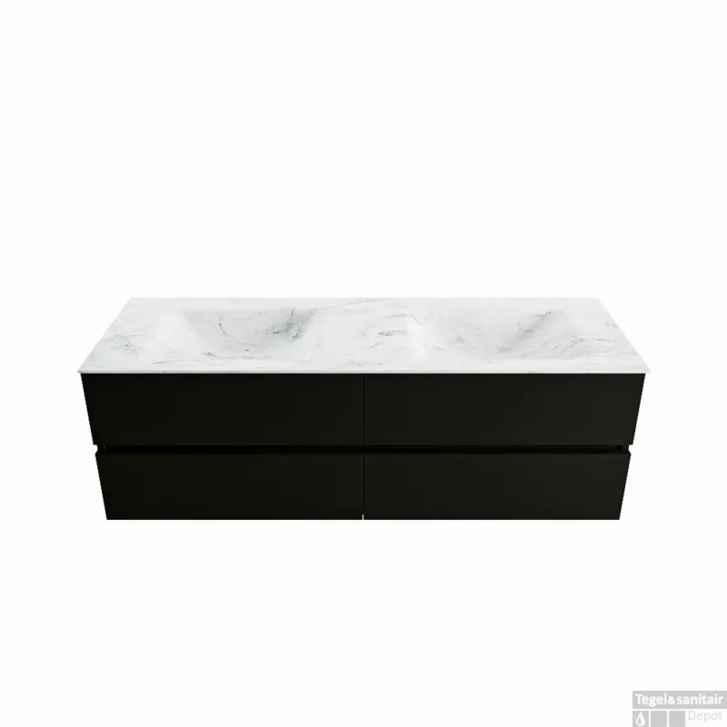 Dagaanbieding MONDIAZ VICA-DLUX 150cm badmeubel onderkast Urban 4 lades. Inbouw wastafel CLOUD dubbel 2 kraangaten, kleur Opalo.