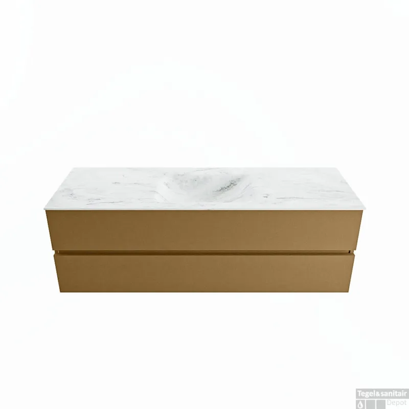 Direct Beschikbaar MONDIAZ VICA-DLUX 150cm badmeubel onderkast Oro 2 lades. Inbouw wastafel CLOUD midden zonder kraangat, kleur Opalo.
