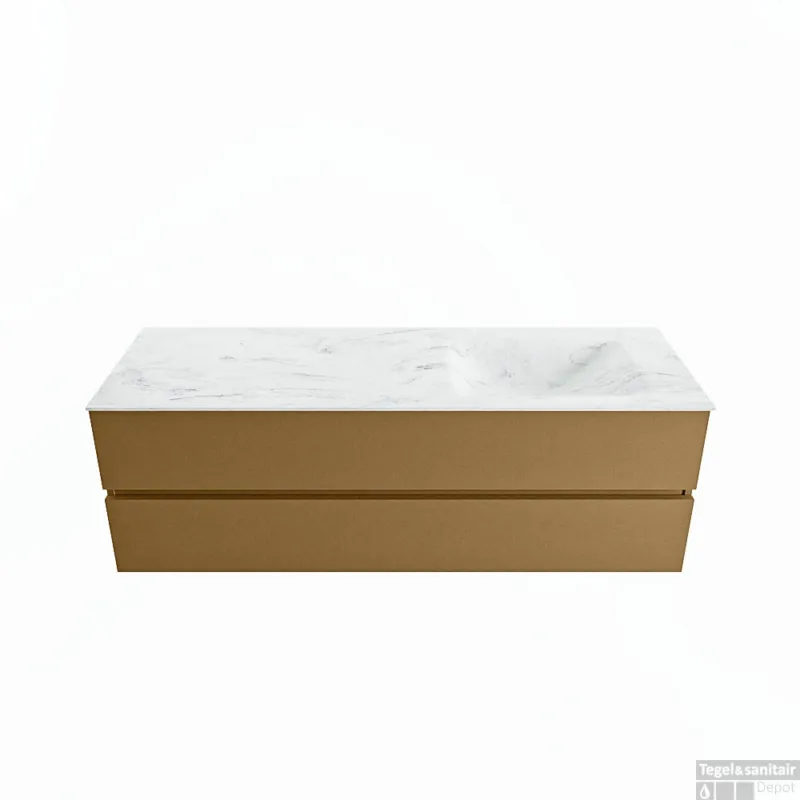 MONDIAZ VICA-DLUX 150cm badmeubel onderkast Oro 2 lades. Inbouw wastafel CLOUD rechts 1 kraangat, kleur Opalo. Premium