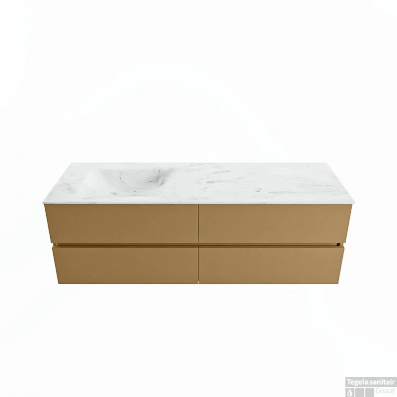 Beste Prijs MONDIAZ VICA-DLUX 150cm badmeubel onderkast Oro 4 lades. Inbouw wastafel CLOUD links 1 kraangat, kleur Opalo.
