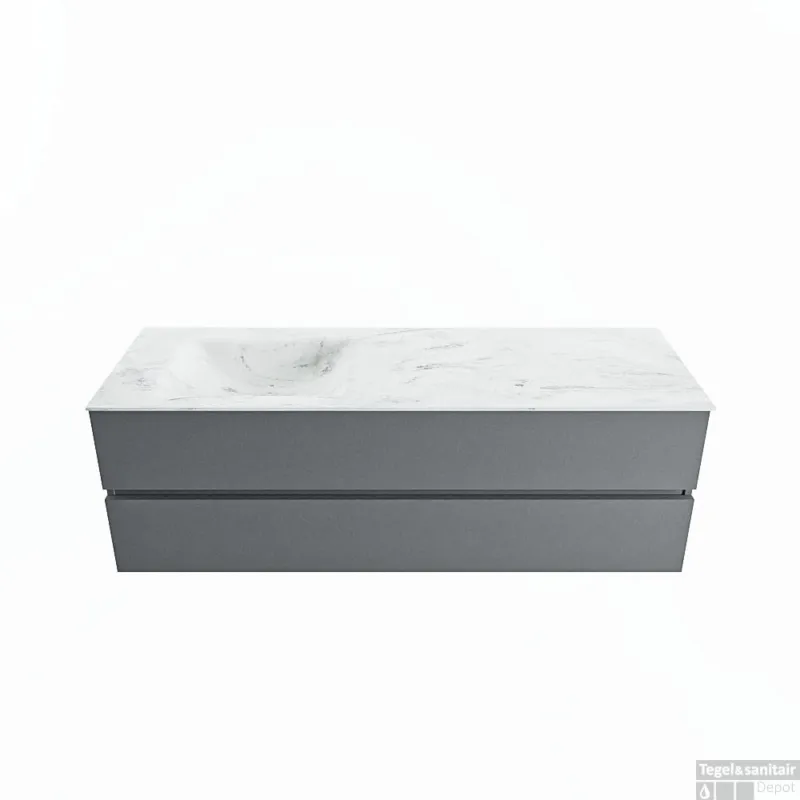 Veilige Betaling MONDIAZ VICA-DLUX 150cm badmeubel onderkast Plata 2 lades. Inbouw wastafel CLOUD links zonder kraangat, kleur Opalo.