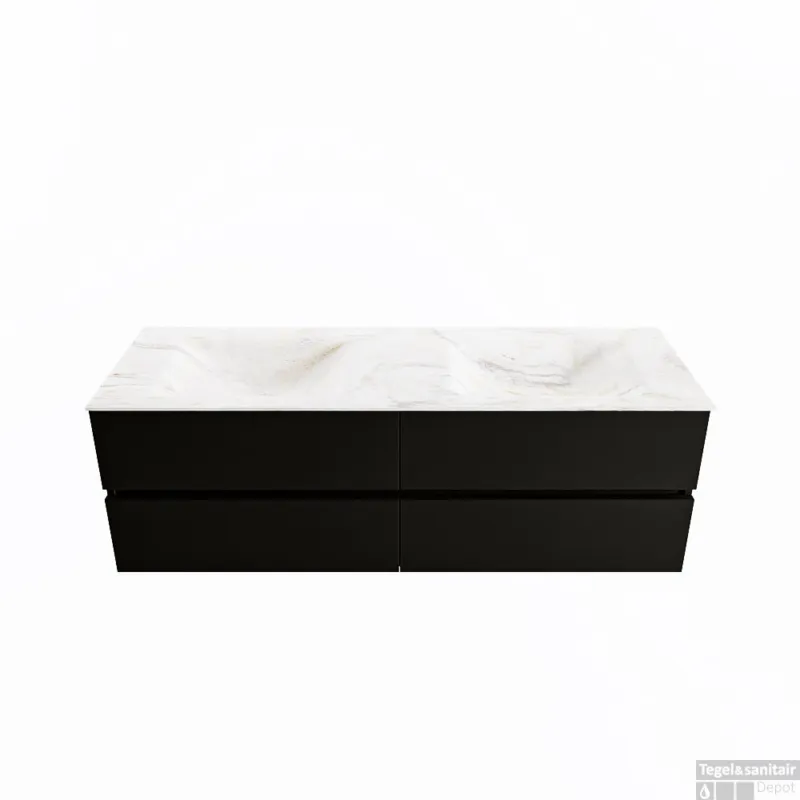 Koopje MONDIAZ VICA-DLUX 150cm badmeubel onderkast Urban 4 lades. Inbouw wastafel CLOUD dubbel zonder kraangat, kleur Ostra.