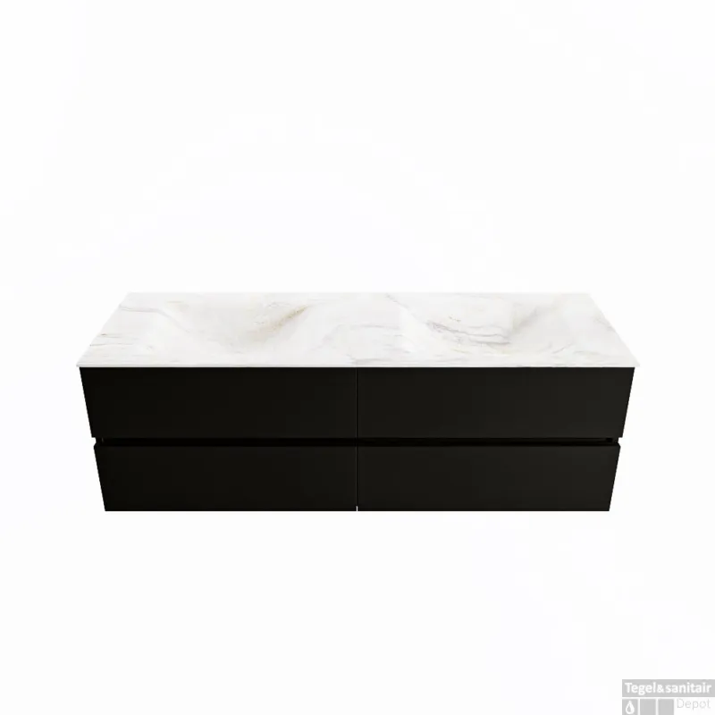 Bestel Nu MONDIAZ VICA-DLUX 150cm badmeubel onderkast Urban 4 lades. Inbouw wastafel CLOUD dubbel 2 kraangaten, kleur Ostra.