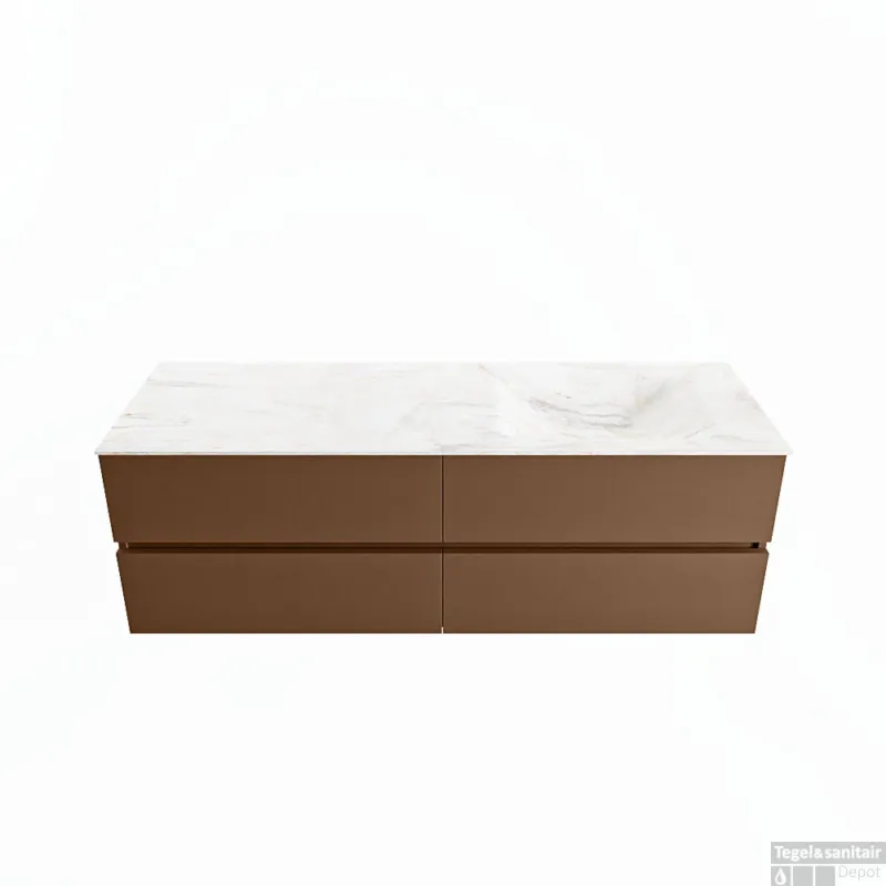 MONDIAZ VICA-DLUX 150cm badmeubel onderkast Rust 4 lades. Inbouw wastafel CLOUD rechts 1 kraangat, kleur Ostra. Favoriet
