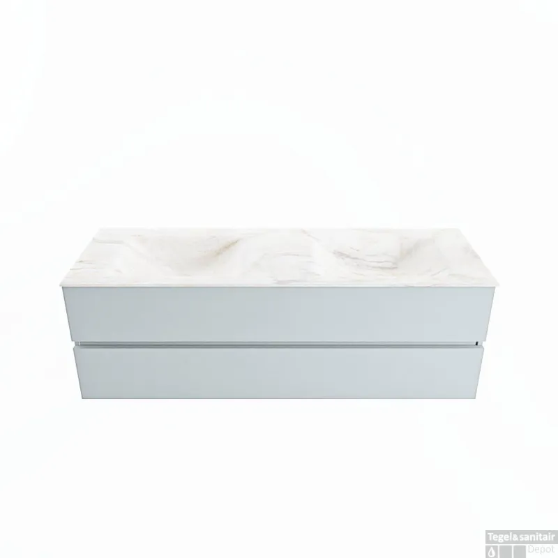 Alleen Vandaag MONDIAZ VICA-DLUX 150cm badmeubel onderkast Clay 2 lades. Inbouw wastafel CLOUD dubbel zonder kraangat, kleur Ostra.