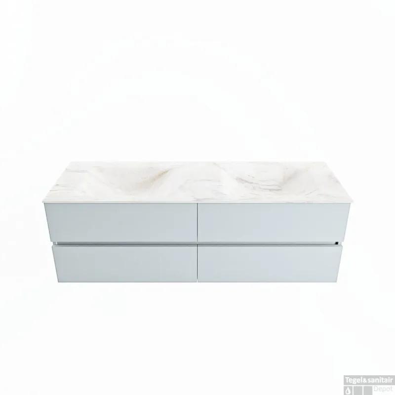 Favoriet MONDIAZ VICA-DLUX 150cm badmeubel onderkast Clay 4 lades. Inbouw wastafel CLOUD dubbel 2 kraangaten, kleur Ostra.