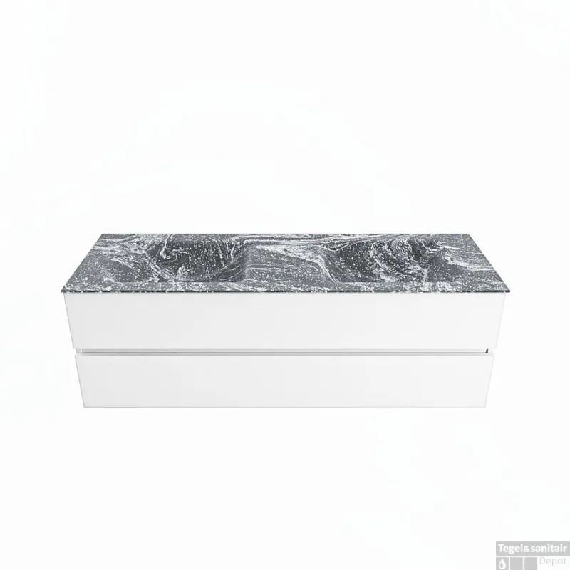 Favoriet MONDIAZ VICA-DLUX 150cm badmeubel onderkast Talc 2 lades. Inbouw wastafel CLOUD dubbel zonder kraangat, kleur Lava.