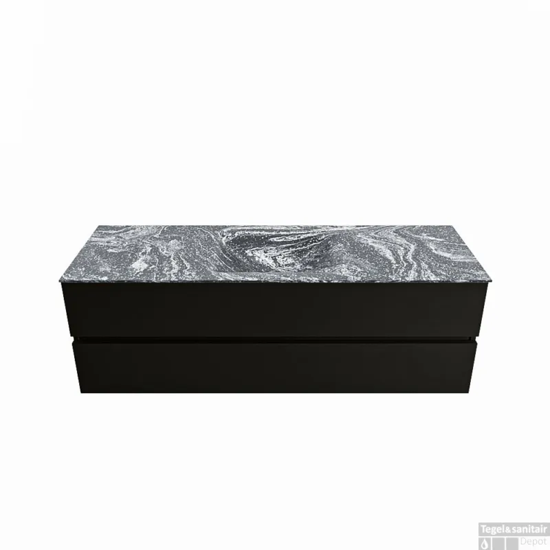 Weekendaanbieding MONDIAZ VICA-DLUX 150cm badmeubel onderkast Urban 2 lades. Inbouw wastafel CLOUD midden zonder kraangat, kleur Lava.