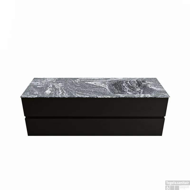Nu Kopen MONDIAZ VICA-DLUX 150cm badmeubel onderkast Urban 2 lades. Inbouw wastafel CLOUD rechts 1 kraangat, kleur Lava.