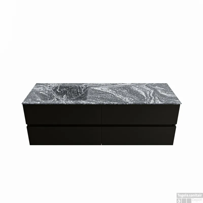 MONDIAZ VICA-DLUX 150cm badmeubel onderkast Urban 4 lades. Inbouw wastafel CLOUD links zonder kraangat, kleur Lava. Speciale Aanbieding