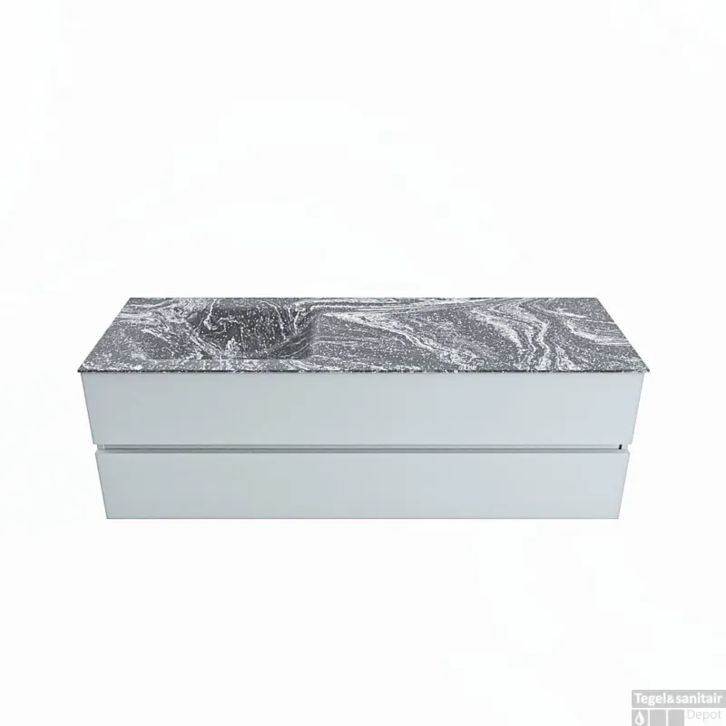MONDIAZ VICA-DLUX 150cm badmeubel onderkast Clay 2 lades. Inbouw wastafel CLOUD links 1 kraangat, kleur Lava. Veilige Betaling