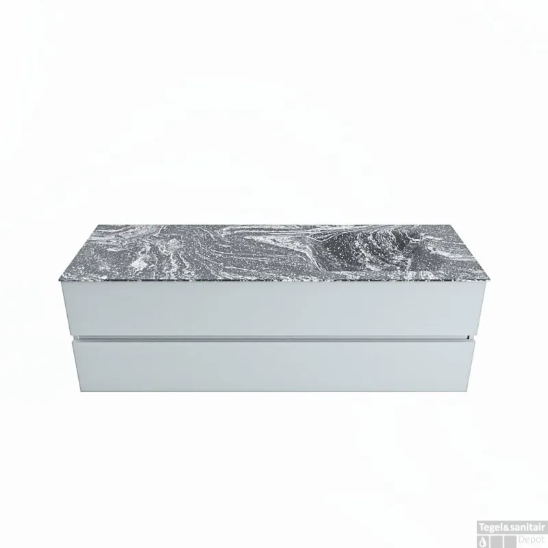 Koop Vandaag MONDIAZ VICA-DLUX 150cm badmeubel onderkast Clay 2 lades. Inbouw wastafel CLOUD rechts 1 kraangat, kleur Lava.