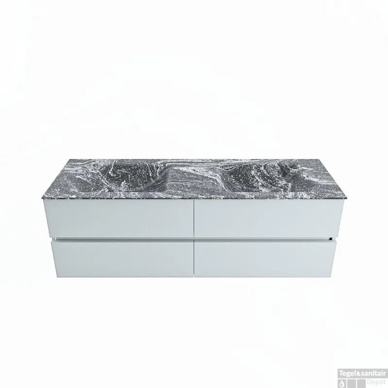 Nieuw MONDIAZ VICA-DLUX 150cm badmeubel onderkast Clay 4 lades. Inbouw wastafel CLOUD dubbel zonder kraangat, kleur Lava.