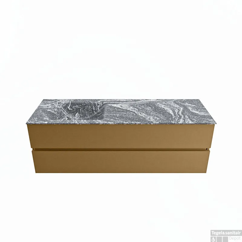 MONDIAZ VICA-DLUX 150cm badmeubel onderkast Oro 2 lades. Inbouw wastafel CLOUD links 1 kraangat, kleur Lava. Bestseller