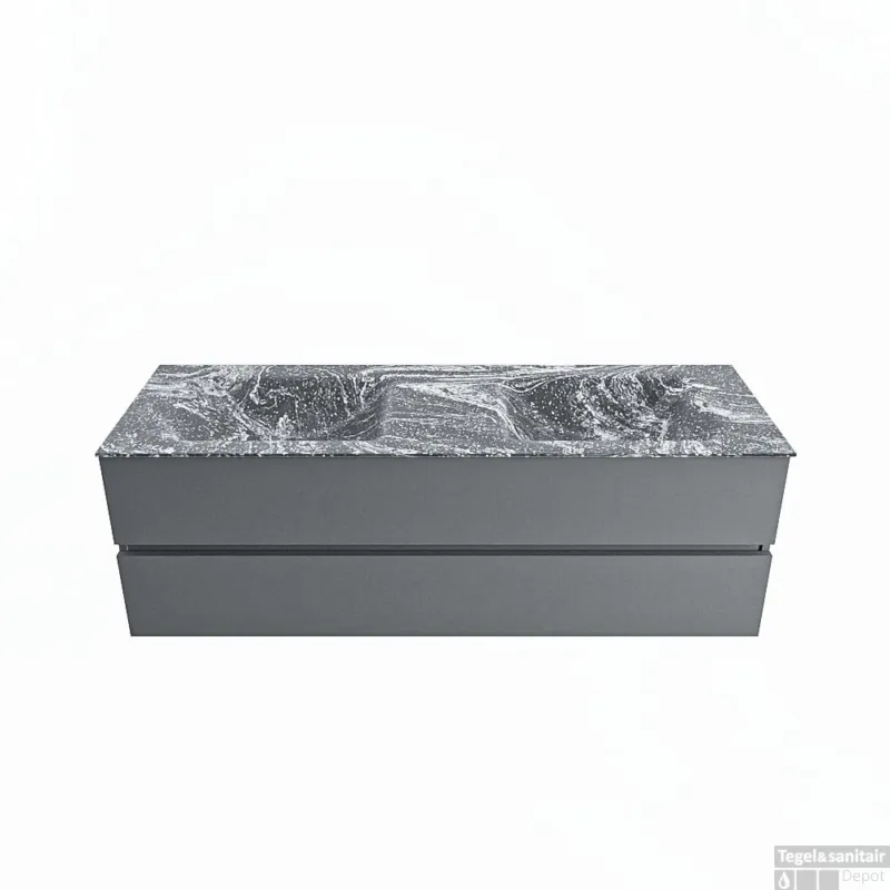 Laatste Kans MONDIAZ VICA-DLUX 150cm badmeubel onderkast Plata 2 lades. Inbouw wastafel CLOUD dubbel zonder kraangat, kleur Lava.