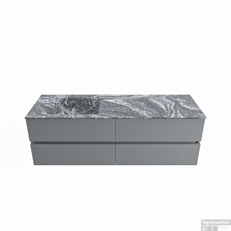 Favoriet MONDIAZ VICA-DLUX 150cm badmeubel onderkast Plata 4 lades. Inbouw wastafel CLOUD links 1 kraangat, kleur Lava.