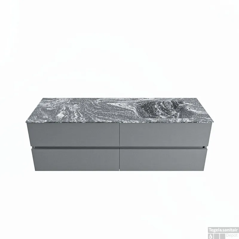 Gereduceerde Prijs MONDIAZ VICA-DLUX 150cm badmeubel onderkast Plata 4 lades. Inbouw wastafel CLOUD rechts 1 kraangat, kleur Lava.
