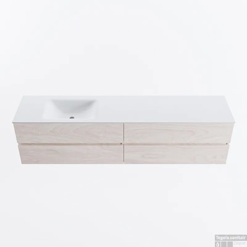 Veilige Betaling MONDIAZ VICA 200cm badmeubel onderkast Underlayment 4 lades. Wastafel CLOUD links zonder kraangat, kleur Talc.