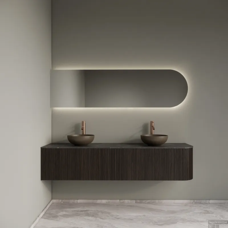 Badkamermeubelset Gliss Design Alluro 180 cm Links Ebony Merkproduct