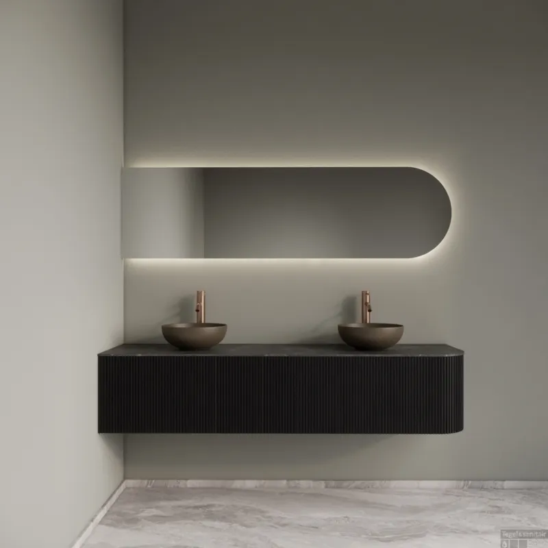 Badkamermeubelset Gliss Design Alluro 180 cm Links Black Veneer Superprijs