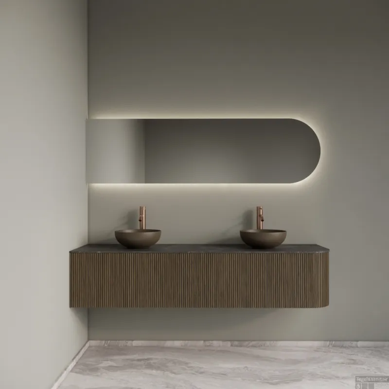 Badkamermeubelset Gliss Design Alluro 180 cm Links Ash Grey Direct Beschikbaar