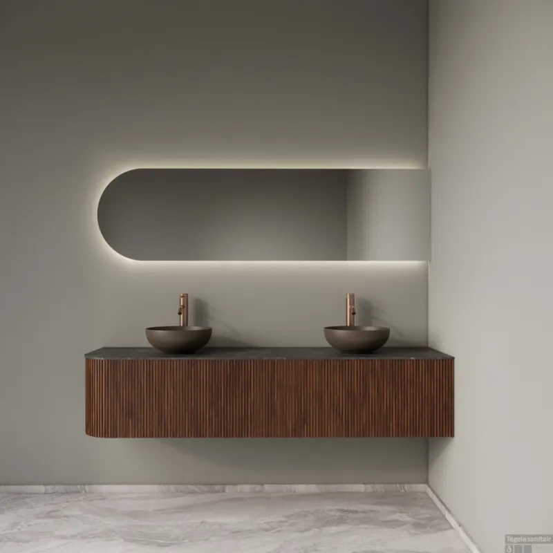 Tijdelijk Beschikbaar Badkamermeubelset Gliss Design Alluro 180 cm Rechts Walnut