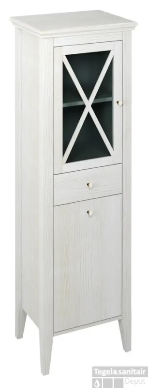 Hoge Badkamerkast met Wasmand Sapho Cross 49x170x39 cm Wit Hout Links Lage Kosten
