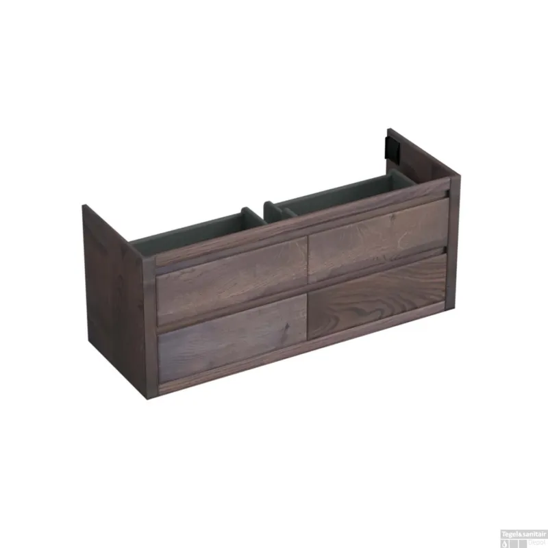 Forzalaqua Gela 2.0 Onderkast 140x51x60cm met 4 Lades Greeploos Charcoal Massief Eiken Direct Verzonden