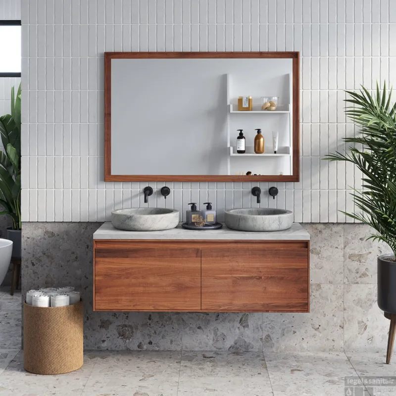 Badkamermeubelset Forzalaqua Plateau Carrara Reno 2.0 Pure Walnut 120 cm Populair