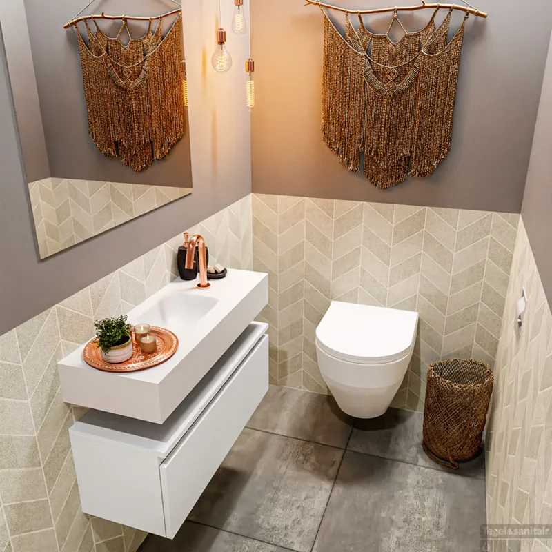 MONDIAZ ANDOR 80cm toiletmeubel talc. LEX 80cm wastafel talc midden 1 kraangat Bestel Nu