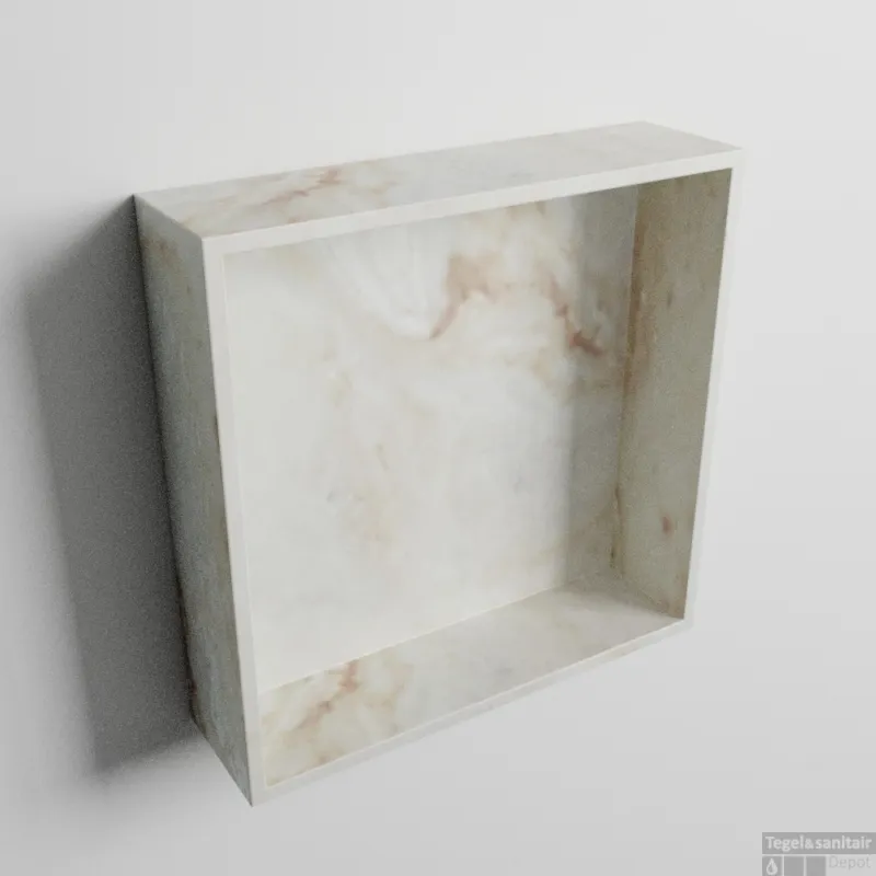 Direct Beschikbaar MONDIAZ EASY Nis 29,5x29,5cm in solid surface kleur Frappe. 1 vak geschikt voor in- of opbouw