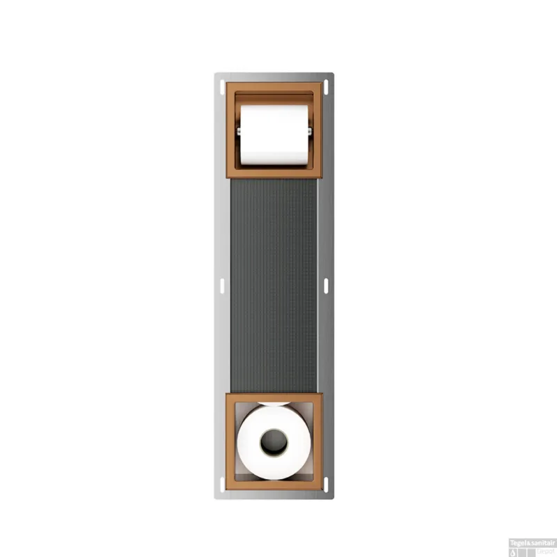 Toiletrolhouder Zonder Klep en Reserverolhouder Inbouw Wiesbaden Rocko Geborsteld Brons Koper Direct Beschikbaar