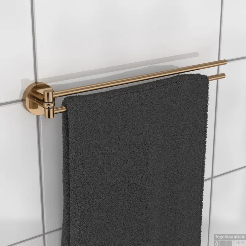 Superprijs Handdoekhouder Haceka Kosmos Dubbel Draaibaar 46 cm Geborsteld Koper