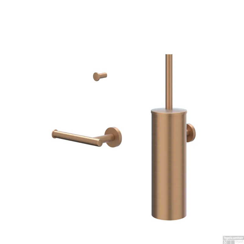 Nieuw Accessoireset IVY Toiletborstelgarnituur Wandmodel, Kleine Handdoekhaak en Toiletrolhouder Geborsteld Mat Koper PVD