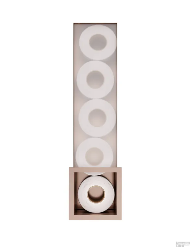 Gecertificeerd Hotbath &MORE Inbouw reserverol houder voor 6 rollen 16x60x14cm Geborsteld Koper PVD