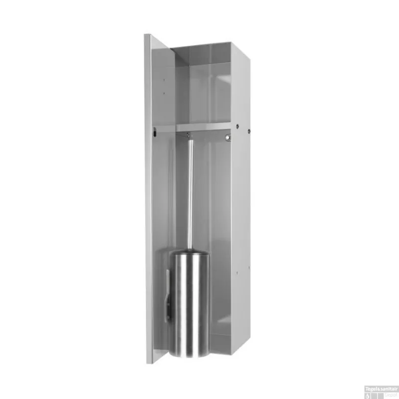 Voordeelprijs LoooX Closed Inbouw Toiletborstel Garnituur Betegelbaar 14.5x61x14 cm RVS CL8
