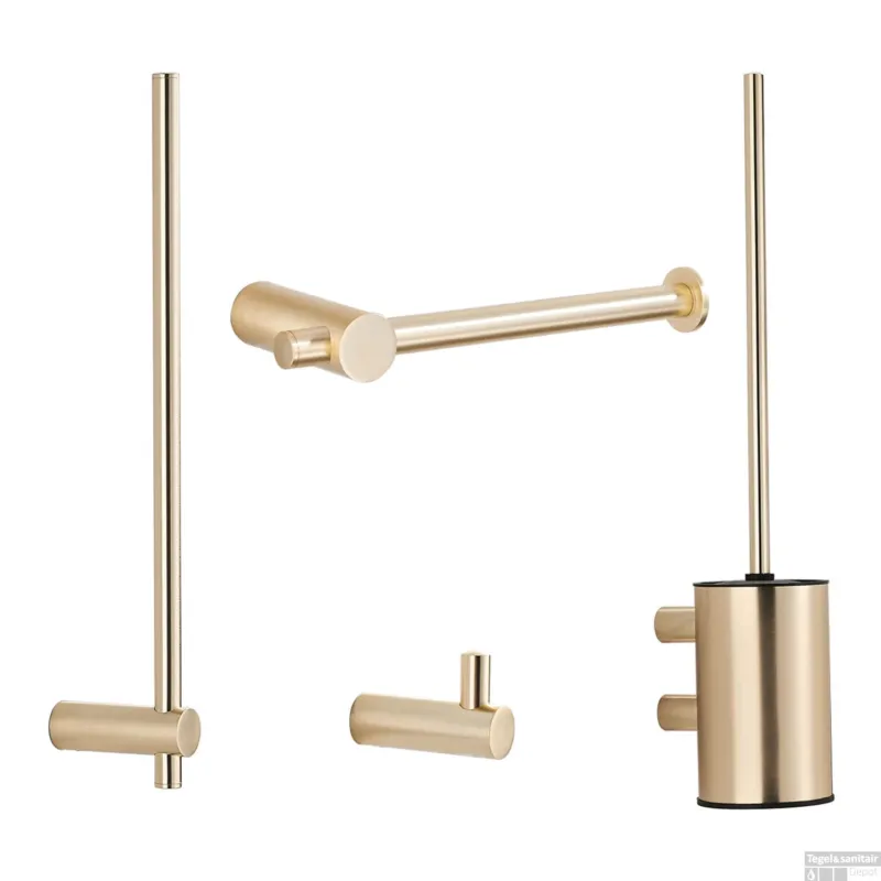 Meest Verkocht Toiletaccessoires Set BWS Academy Geborsteld Messing