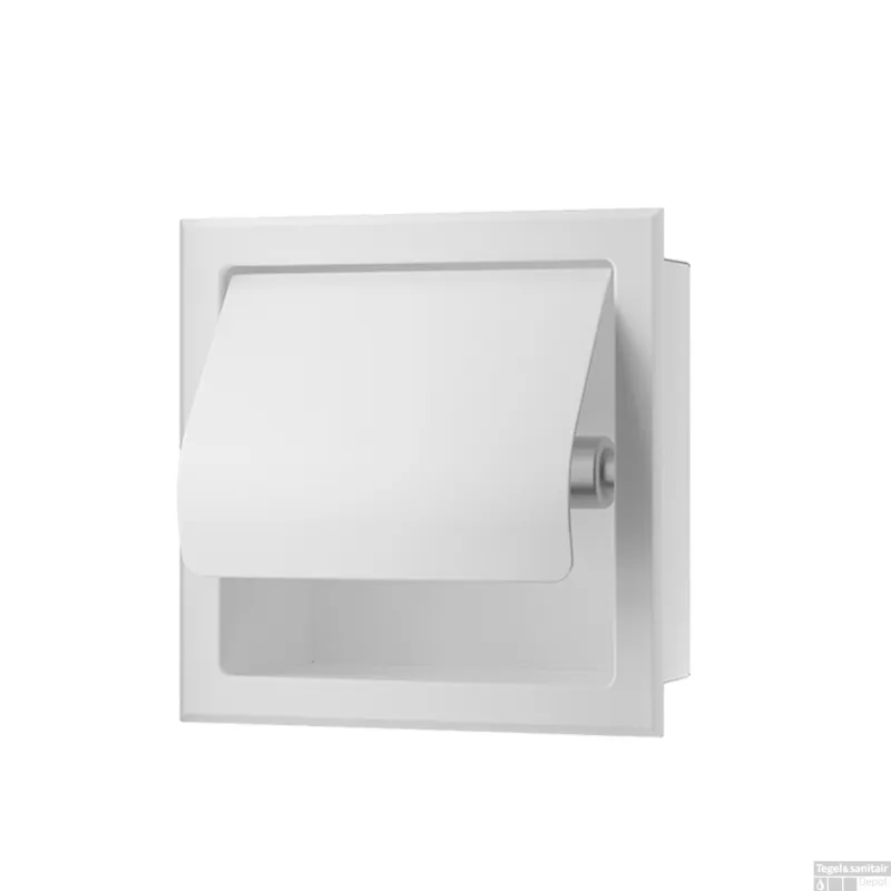 Toiletrolhouder Inbouw BWS Milan Met Klep Mat Wit Direct Beschikbaar