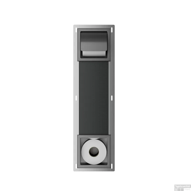 Nu Kopen Toiletrolhouder met Klep en Reserverolhouder Inbouw Wiesbaden Rocko Gunmetal