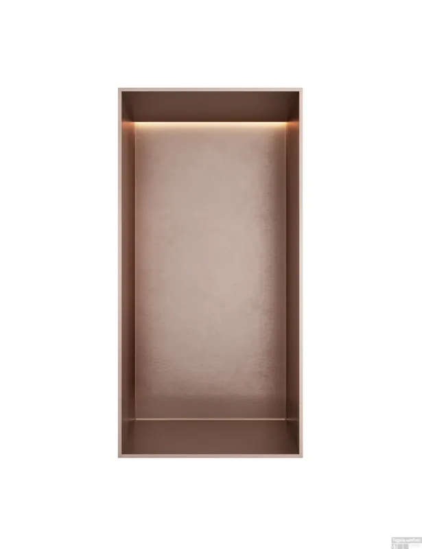 Gereduceerde Prijs Hotbath &MORE Inbouwnis 30x15x10cm frameless + LED Geborsteld Koper PVD
