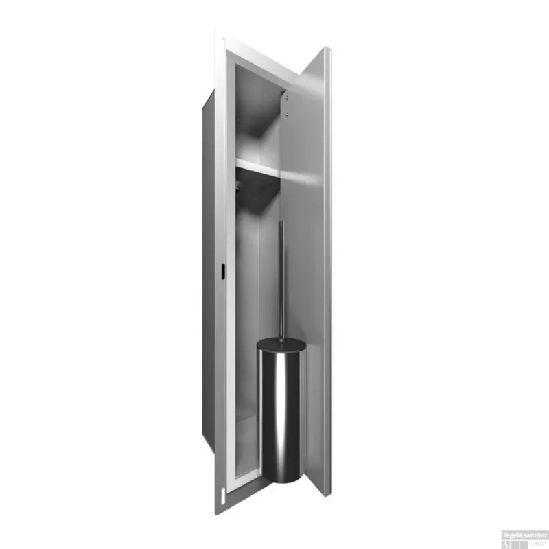 Veilige Betaling Inbouw Toiletborstelhouder LoooX Closed met Reserverolhouder RVS