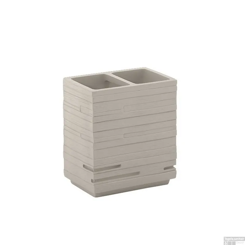 Speciale Aanbieding Tandenborstelhouder Sapho Quadrotto Vrijstaand 11.5x10.2x6.2 cm Polyresin Beige