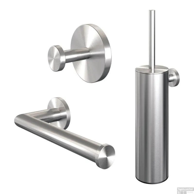 Toiletaccessoire Set Brauer Brushed 3-in-1 met PVD coating Geborsteld RVS Populair