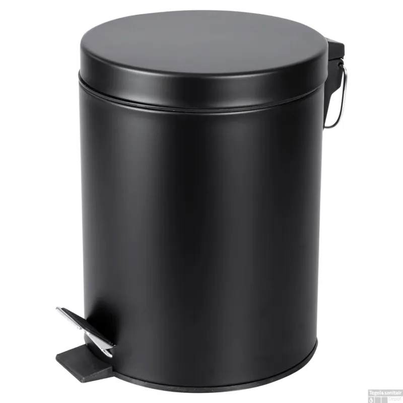 Populair Pedaalemmer Differnz Soft Close Deksel 5 Liter Mat Zwart