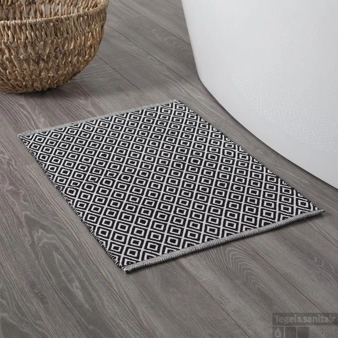 Snelle Levering Badmat Sealskin Trellis 60x90 cm Katoen Zwart