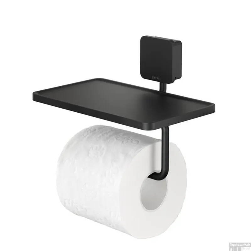 Toiletrolhouder Geesa Topaz Met Planchet Mat Zwart Hoge Kwaliteit