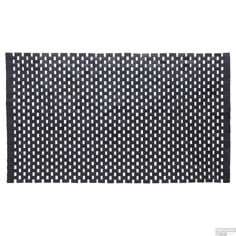 Gratis Retour Badmat Sealskin Woodblock 52x90 cm Teak Zwart