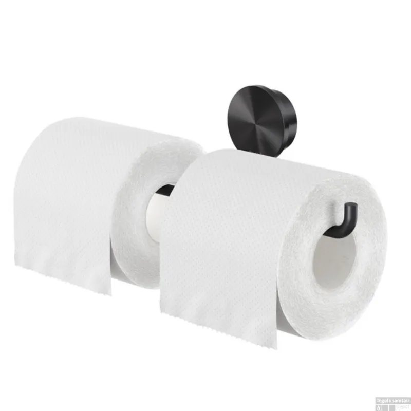 Direct Verzonden Toiletrolhouder Dubbel Geesa Opal Zwart Metaal Geborsteld