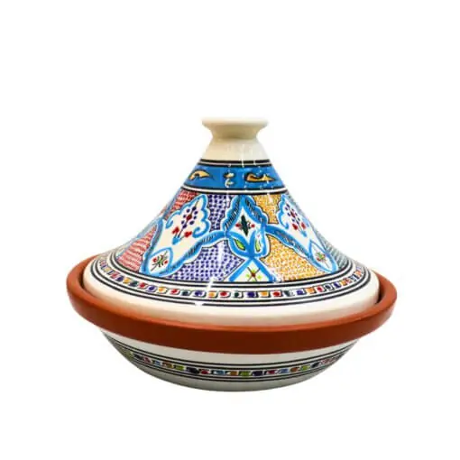 Tajine 25 cm Beschilderd Azuur – Keramische Noord-Afrikaanse Kookpot Exclusieve Aanbieding