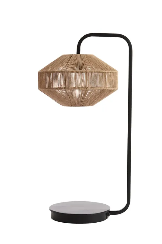 Light & Living Tafellamp Lyra Naturel+Mat Zwart Ø26x60 cm Exclusieve Aanbieding